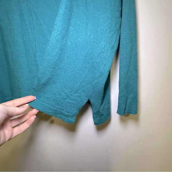 Madison Teal Cowl Neck Ribbed Sleeves Wool Blend Sweater Size Large Casual - Picture 6 of 8